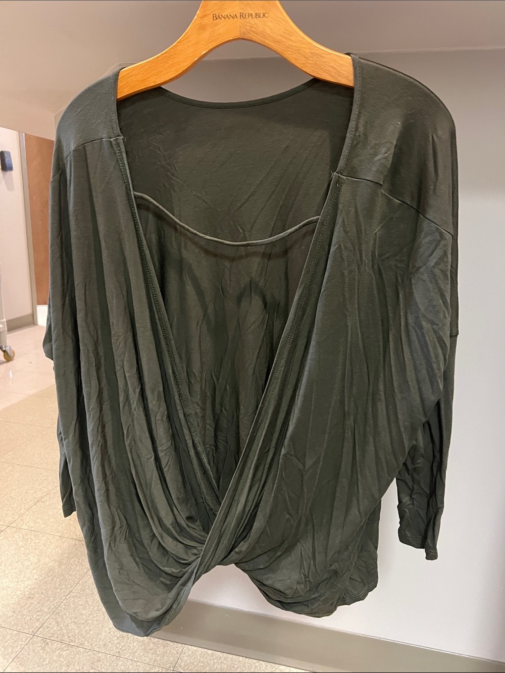 Olive Green Draped Back Women's Top